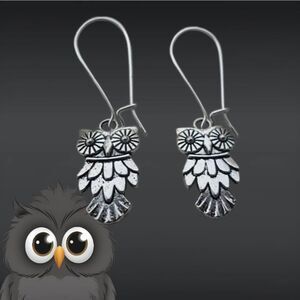 New Dangle Silver Owl Earrings
